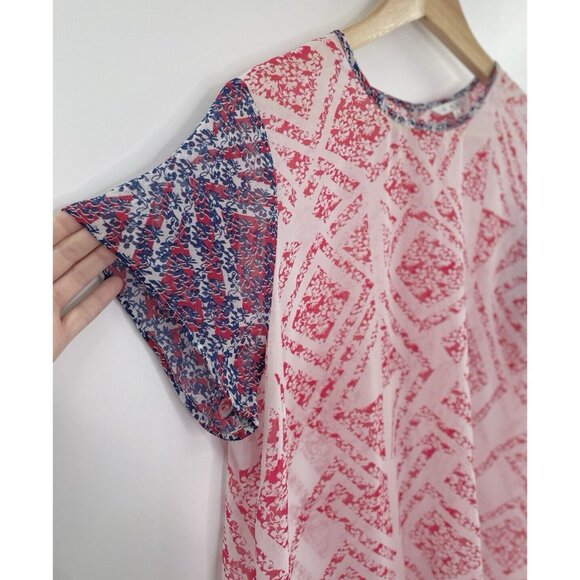 CAbi Women's Coquette Geometric Floral Sheer Top Blouse Size XL‎ Preppy Career - Picture 4 of 11